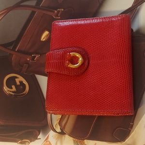 Limited edition GUCCI horseshoe lizard wallet w/ stones, mid 80's vintage, EVC!